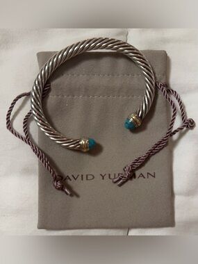 David Yurman Cable Classic Turquoise Bracelet in Sterling Silver 7mm